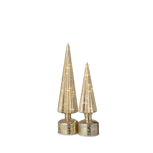 Árvore de Natal LED Giratória em Vidro Dourado