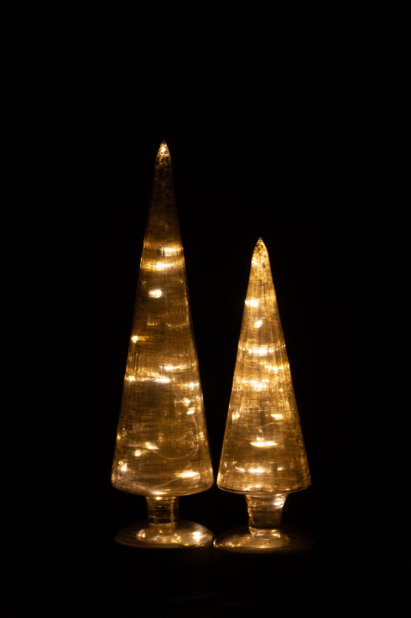 Árvore de Natal LED Giratória em Vidro Dourado