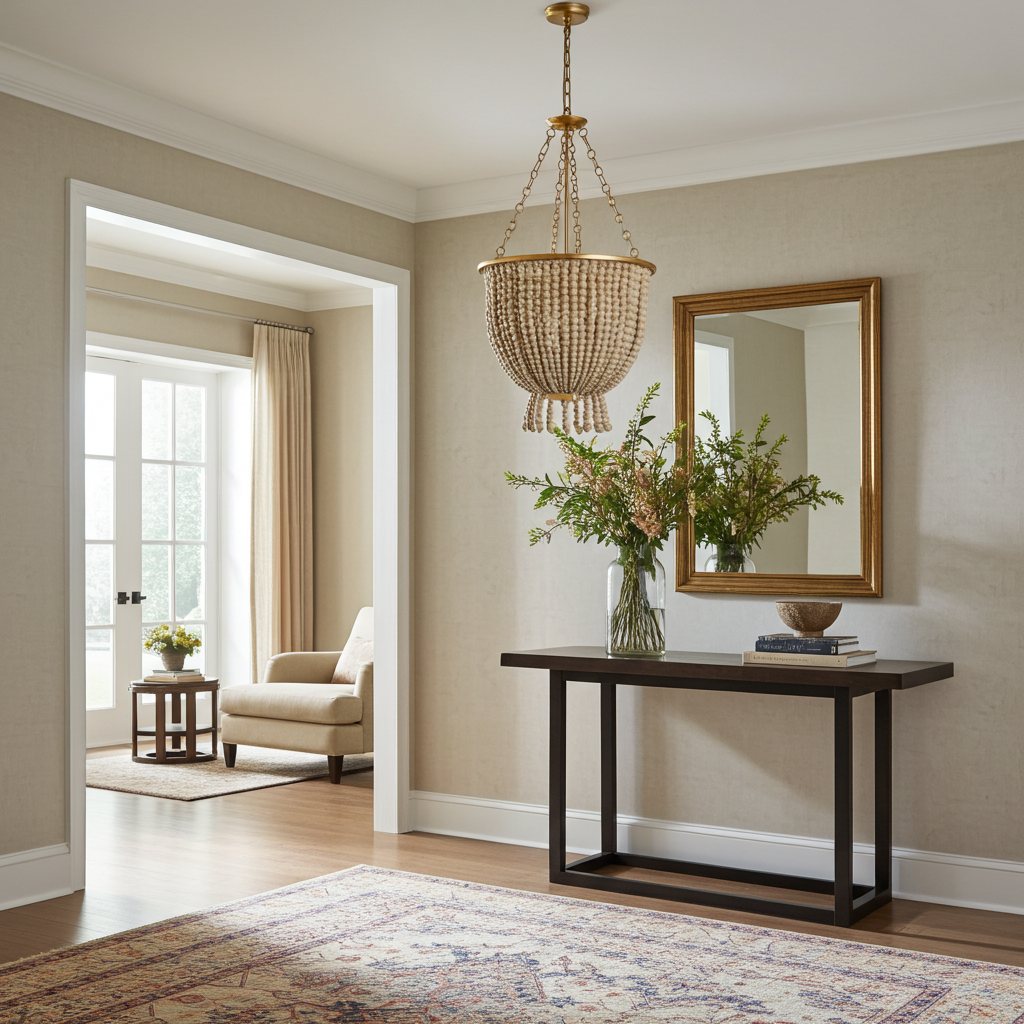 Candeeiro teto Vintage Design dourado e madeira