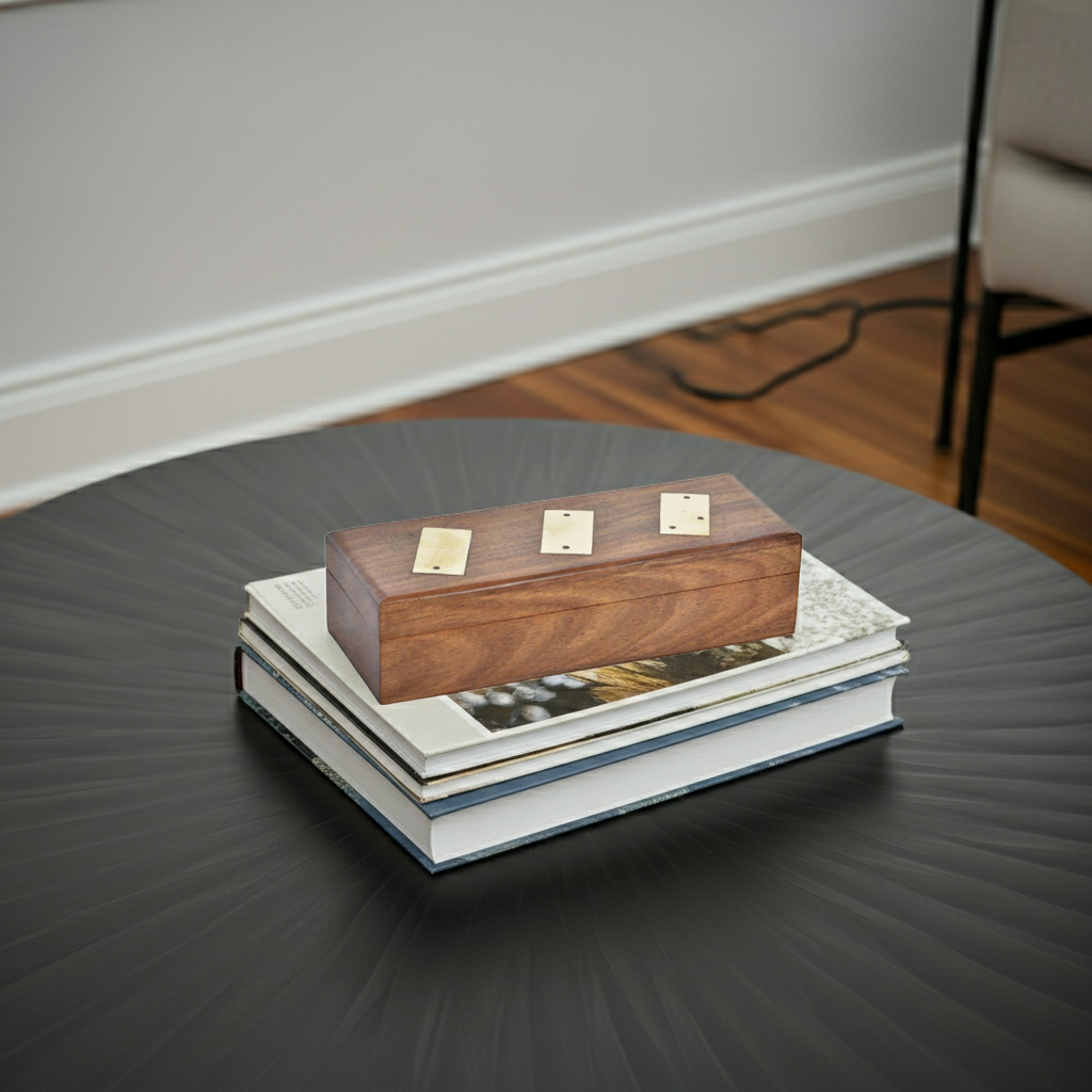 Jogo dominó caixa madeira