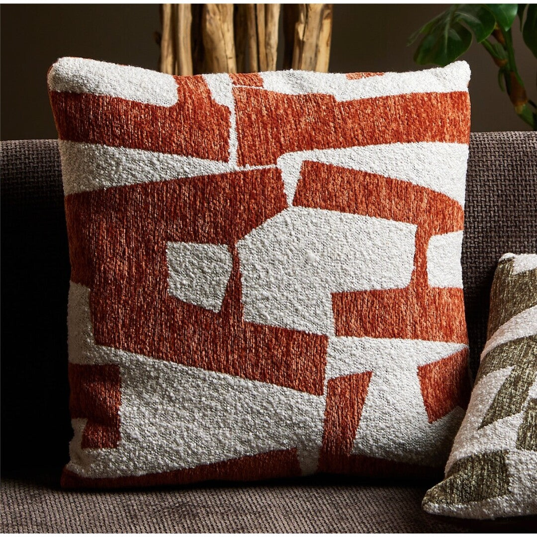 Almofada Abstract em chenille terracota 45x45 cm