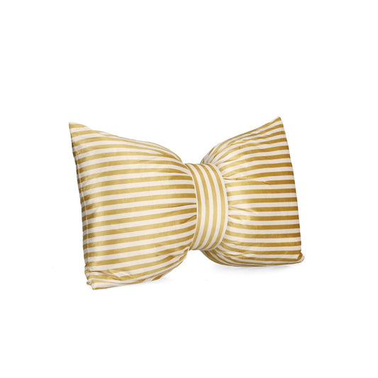 Almofada Athel Laço em veludo dourado riscas 60x40 cm
