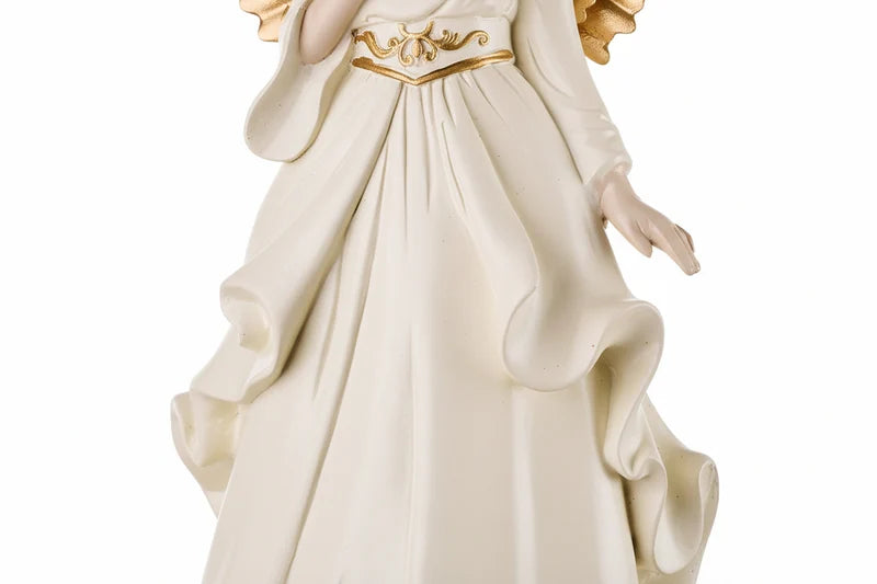 Anjo decorativo bege e dourado de Natal