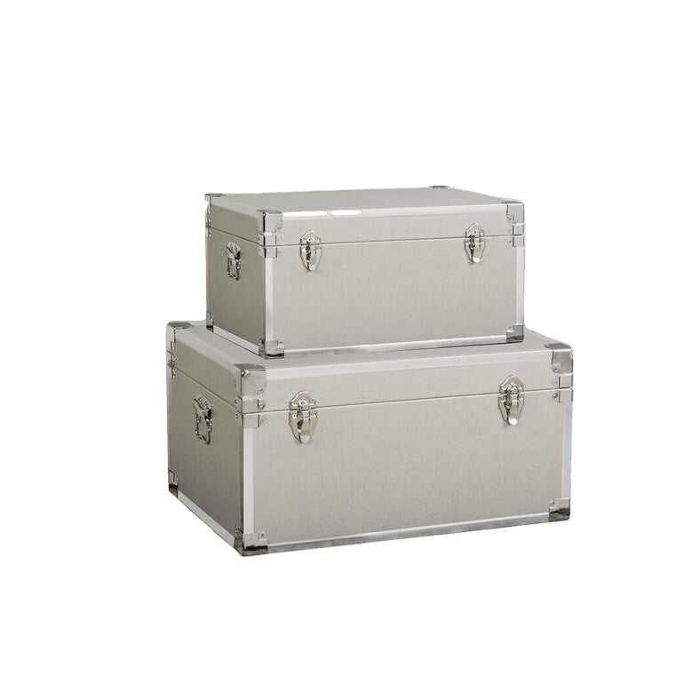 Baús Decorativos Cinzento Claro e Prateado, 2uni.