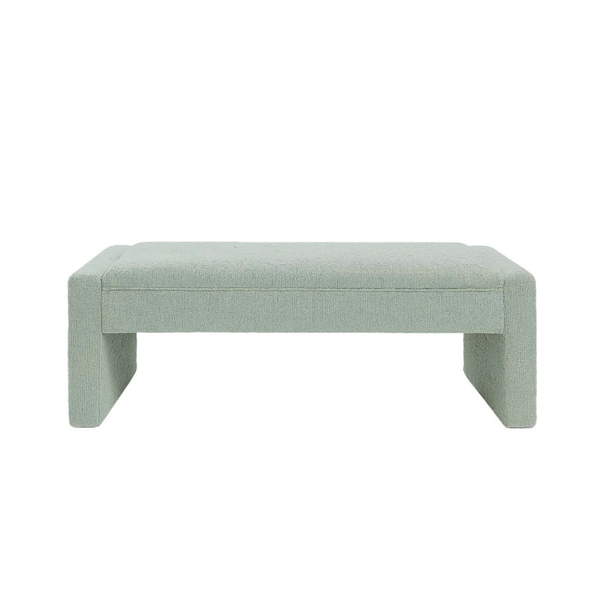 Banco Chelsea chenille verde com arrumação 117cm