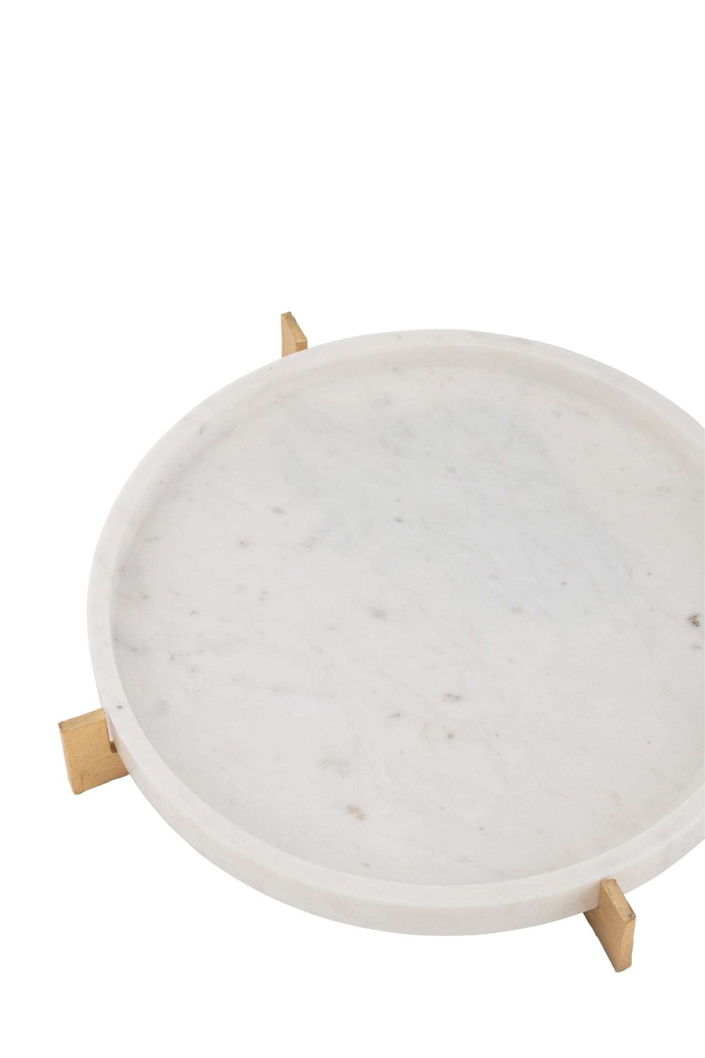 Bandeja em mármore branco e dourado 43 cm