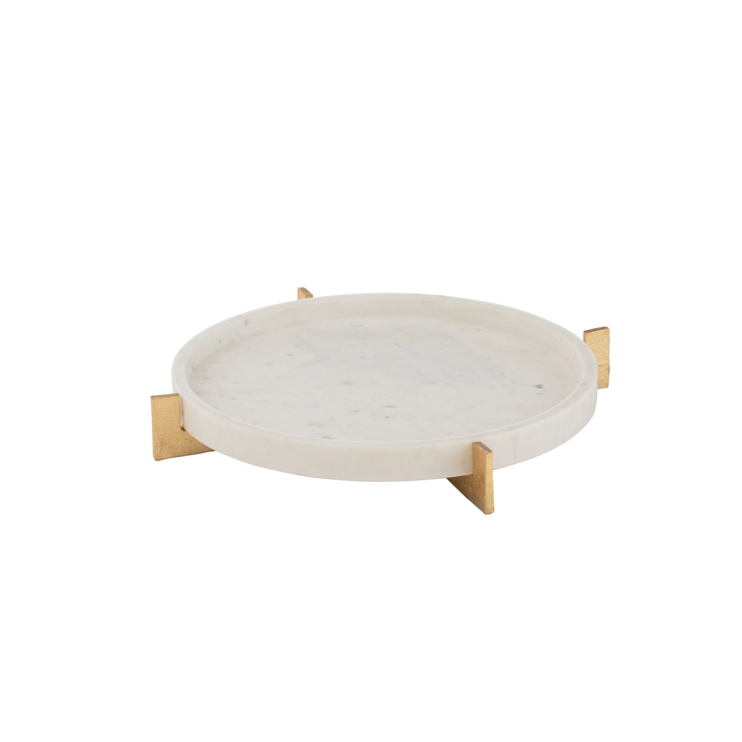 Bandeja em mármore branco e dourado 43 cm