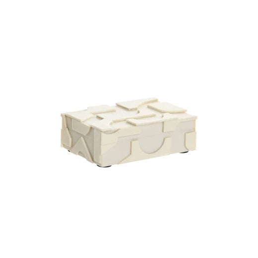 Caixa padrão geométrico branco pequena