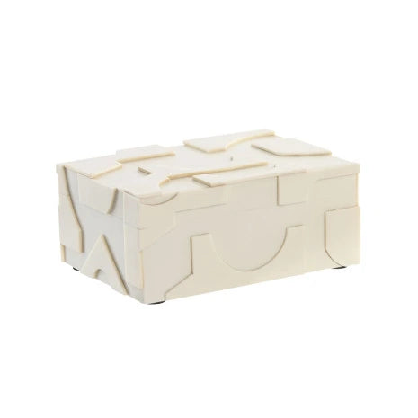 Caixa padrão geométrico branco grande