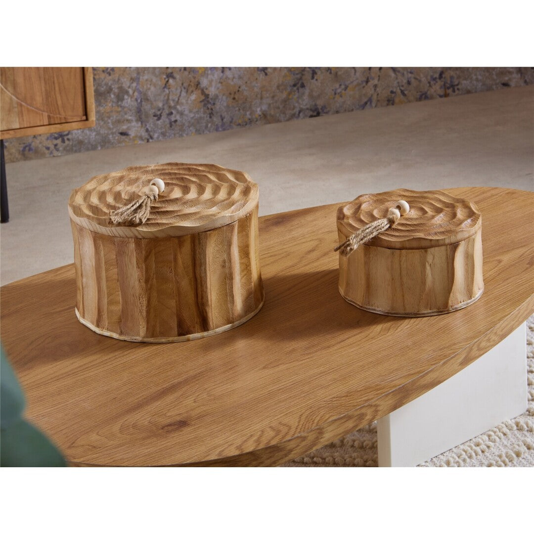 Caixas Madeira Redondas com Tampa, 2 uni.