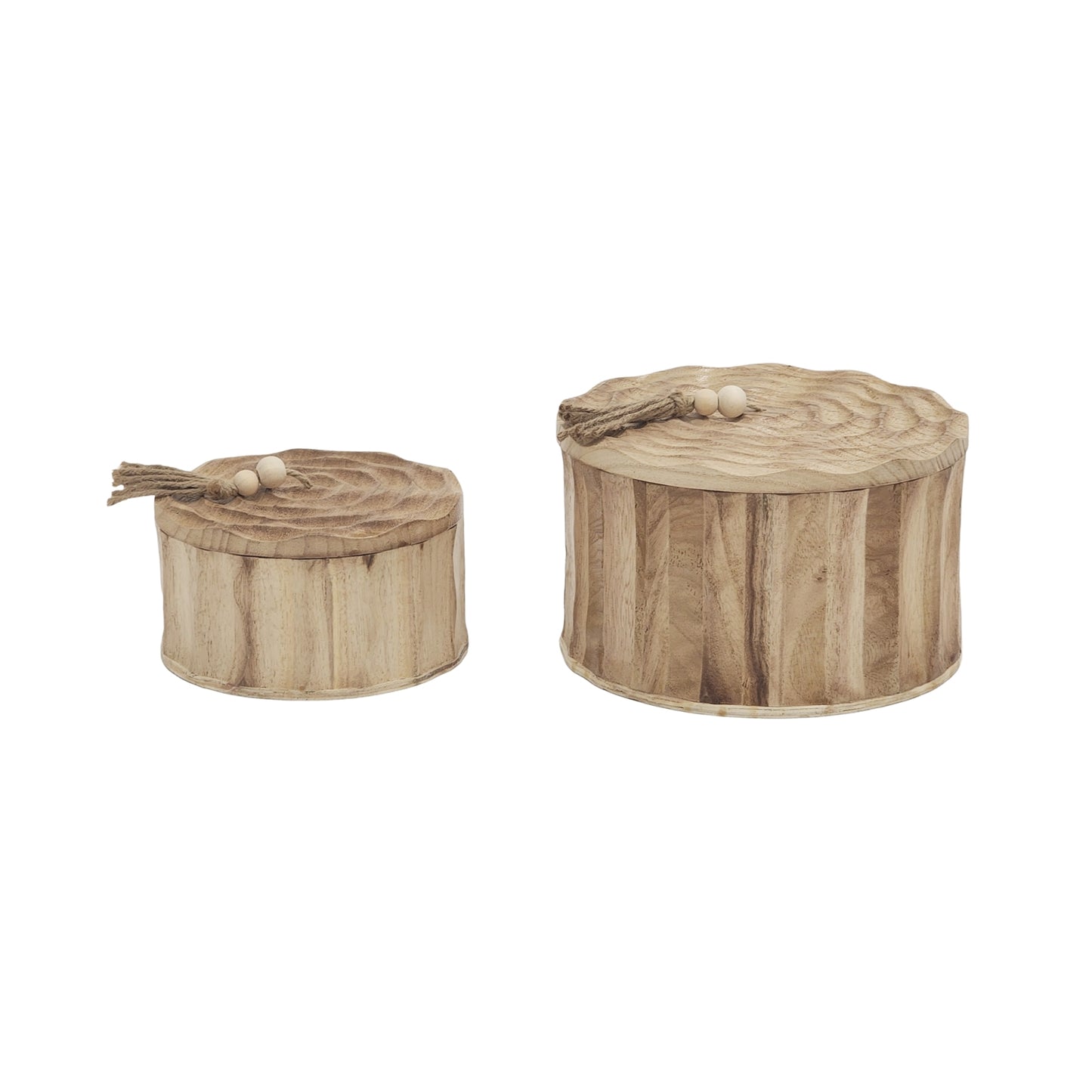 Caixas Madeira Redondas com Tampa, 2 uni.