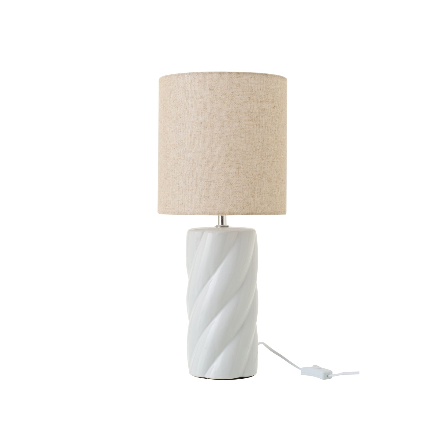 Candeeiro de Mesa Swirl em Cerâmica Branco e Natural 