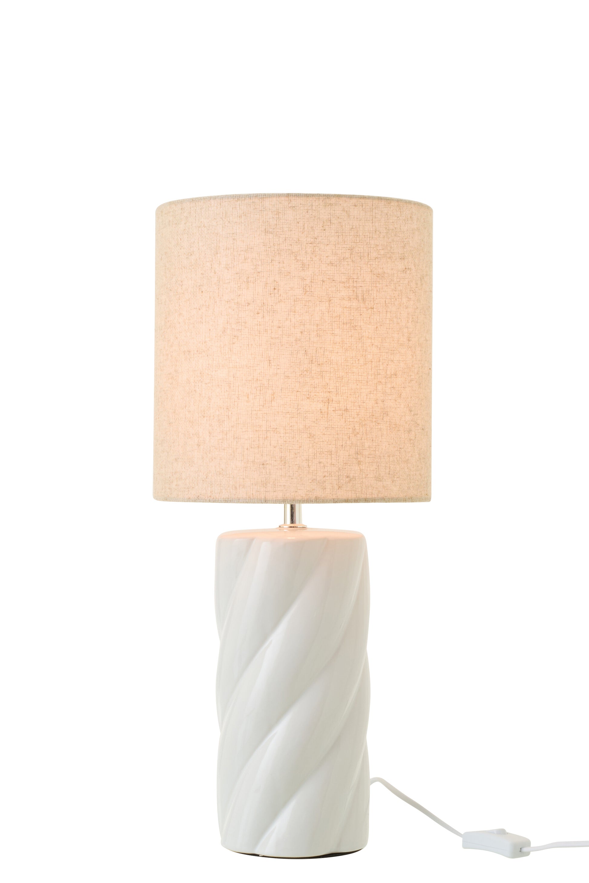 Candeeiro de Mesa Swirl em Cerâmica Branco e Natural 