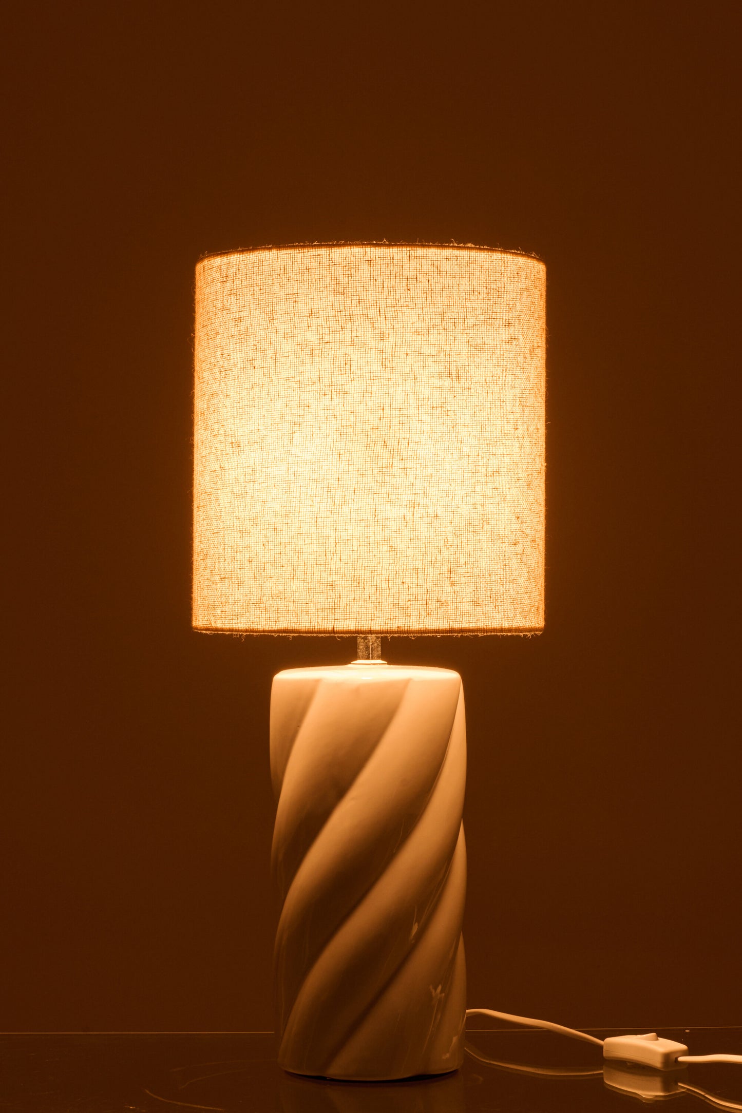 Candeeiro de Mesa Swirl em Cerâmica Branco e Natural 