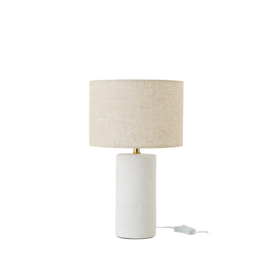 Candeeiro de mesa Pierre branco c/abajur bege