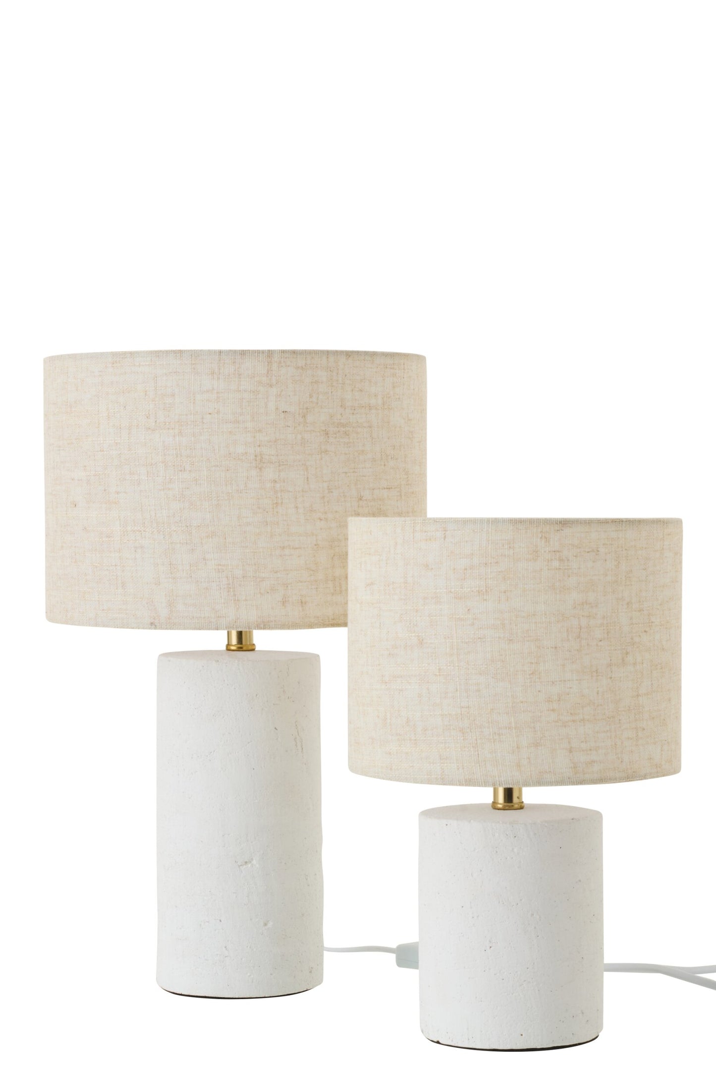 Candeeiro de mesa Pierre branco c/abajur bege