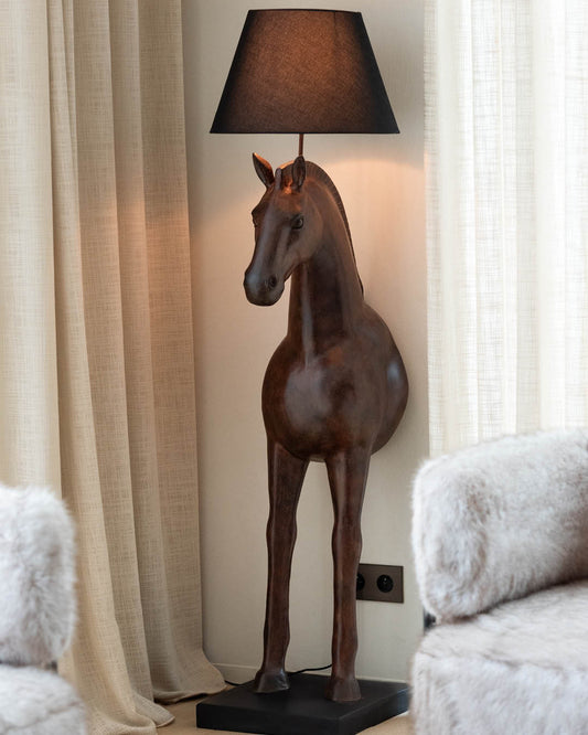 Candeeiro de pé Cavalo castanho escuro
