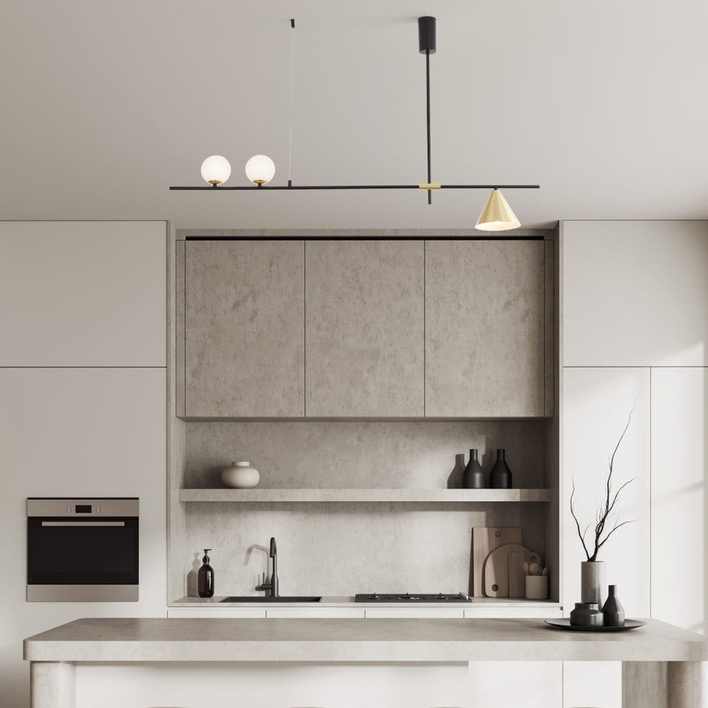 Candeeiro teto Sway dourado e preto