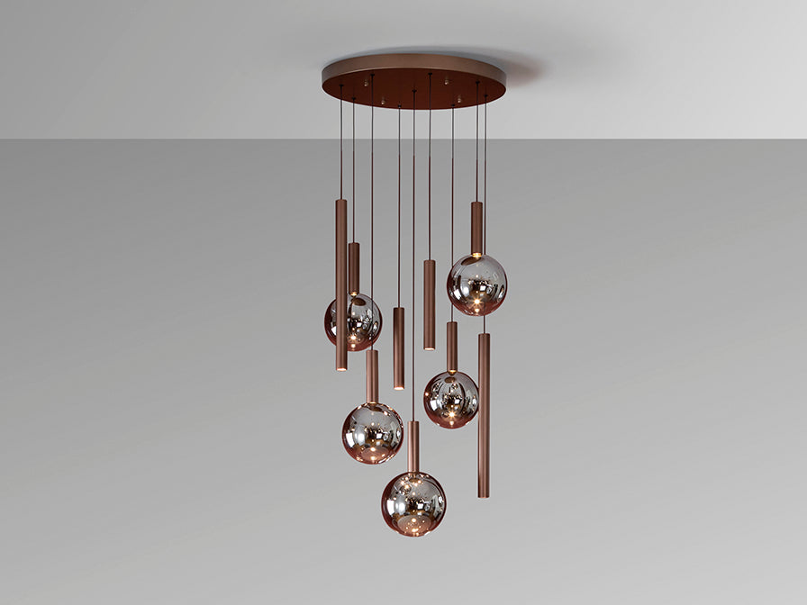 Candeiro teto Sapore 9L Castanho e bronze