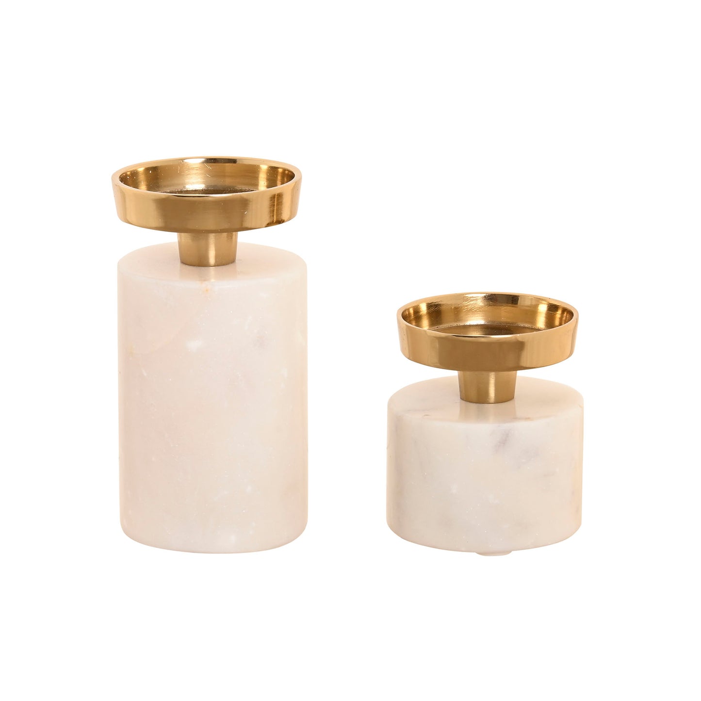 Castiçais Castelo dourado e granito, 2 uni.