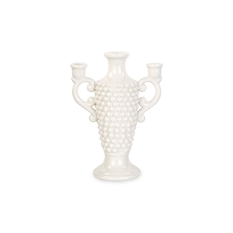 Castiçal Pinha Branco 25,3cm