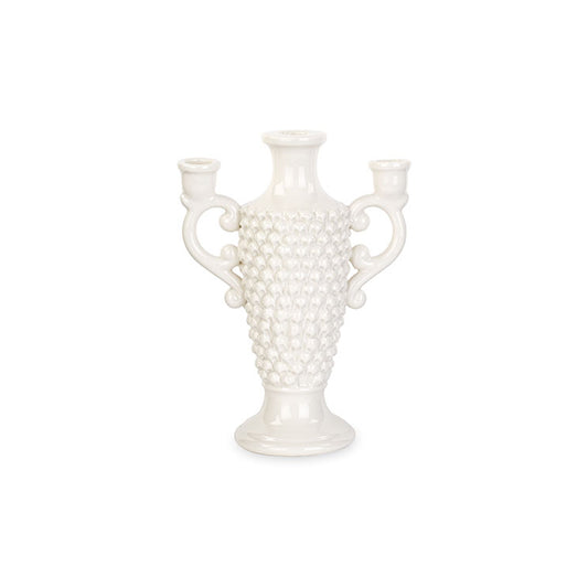 Castiçal Pinha Branco 25,3cm