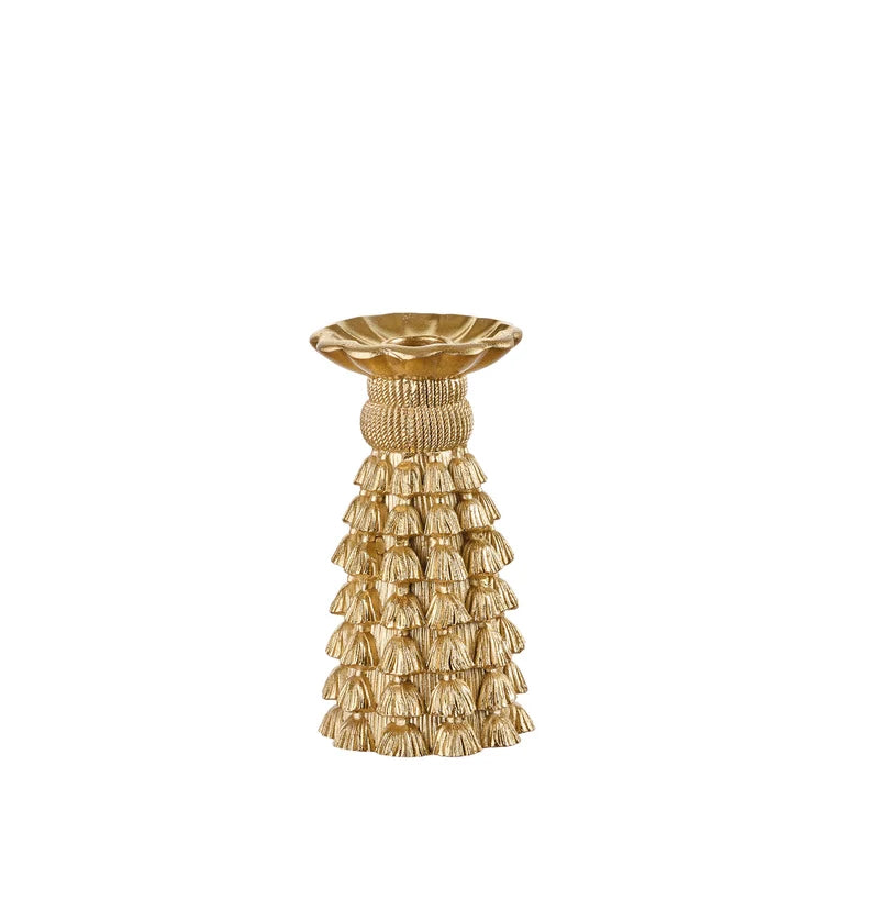 Castiçal Tassel decorativo dourado
