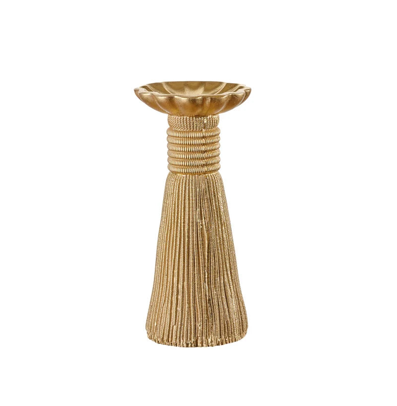 Castiçal Tassel decorativo dourado