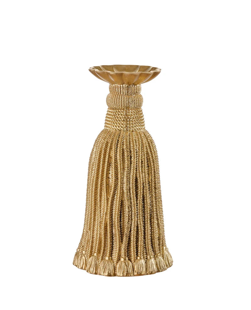 Castiçal Tassel decorativo dourado