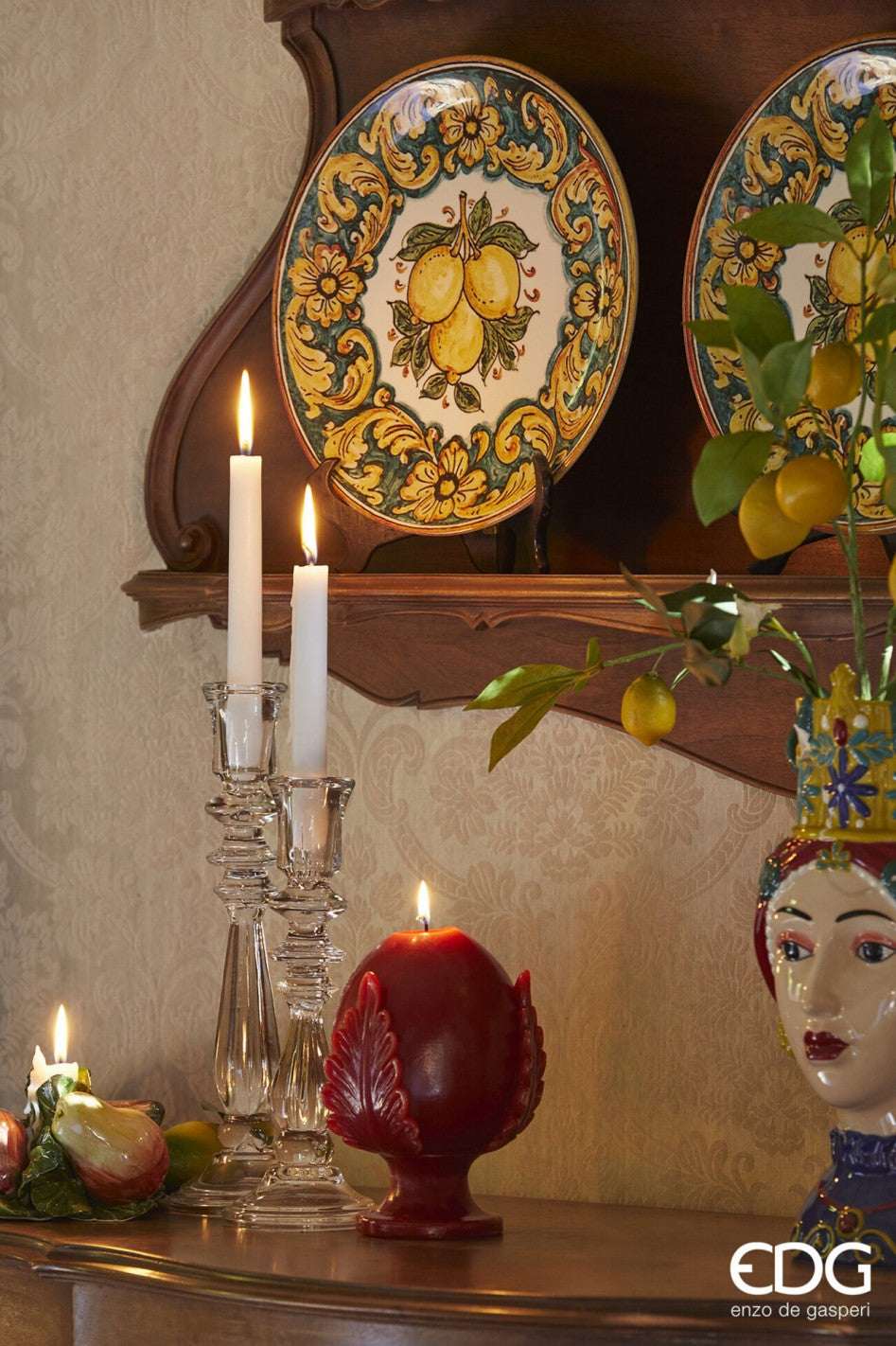 Castiçal de vidro  decorativo 32,7 cm
