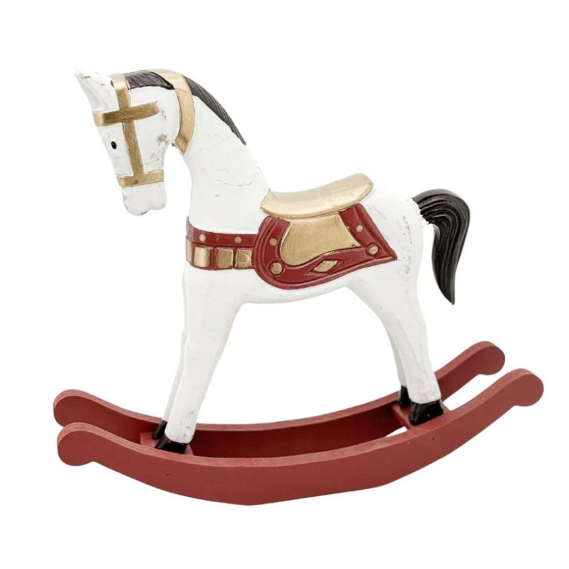 Cavalo de Baloiço em madeira vermelho e branco