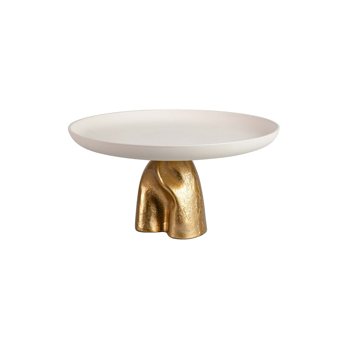 Centro de mesa com pé em alumínio branco e dourado