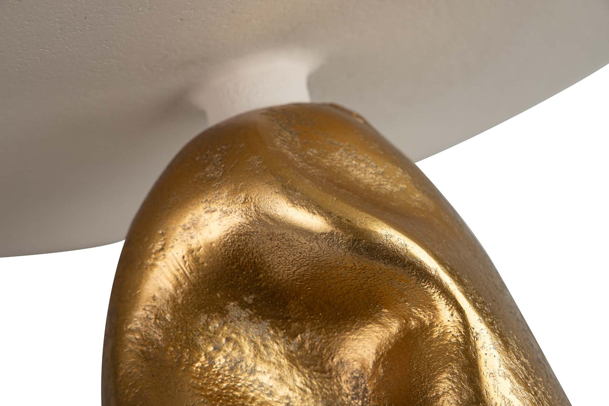 Centro de mesa com pé em alumínio branco e dourado