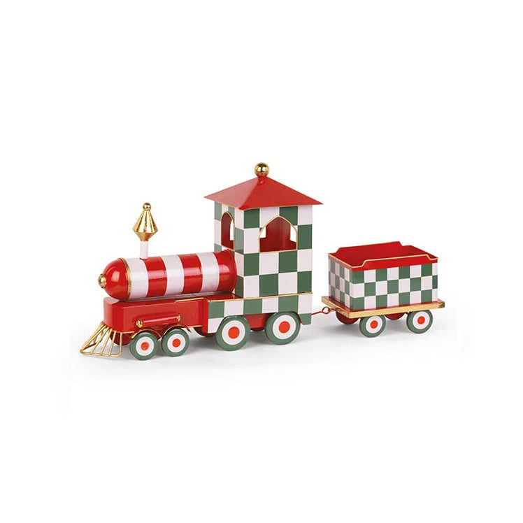 Comboio de Natal Xadrez verde e vermelho 62cm