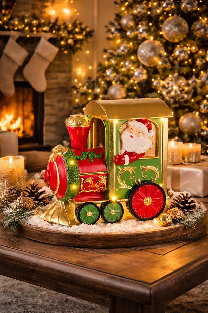 Comboio de Natal Decorativo com LED e Pai Natal