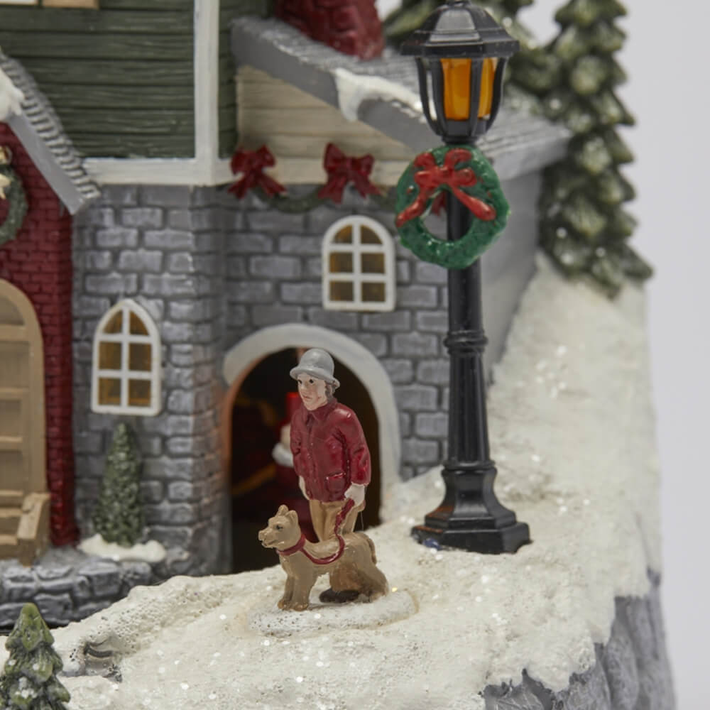 Diorama Cottage Iluminada de Natal Movimento Música e Luz