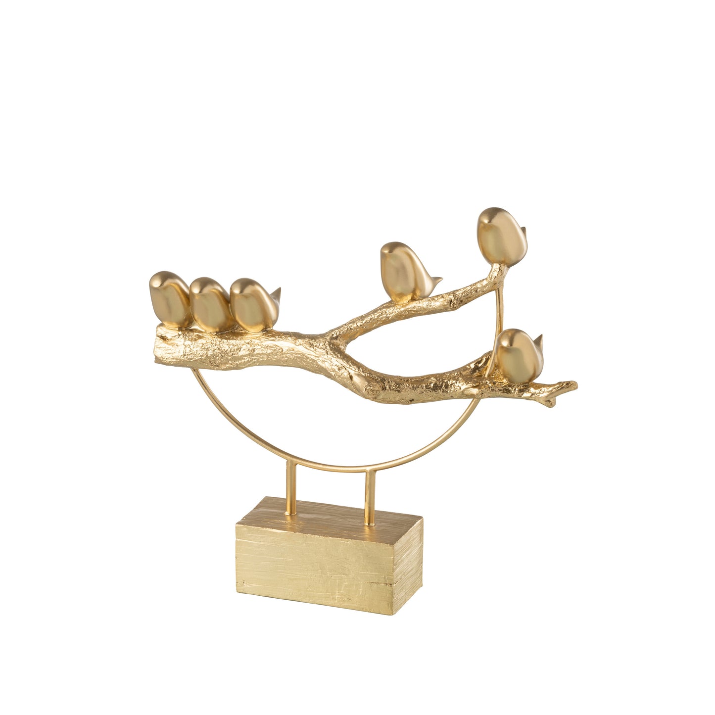 Escultura Decorativa Pássaros no Ramo Dourado