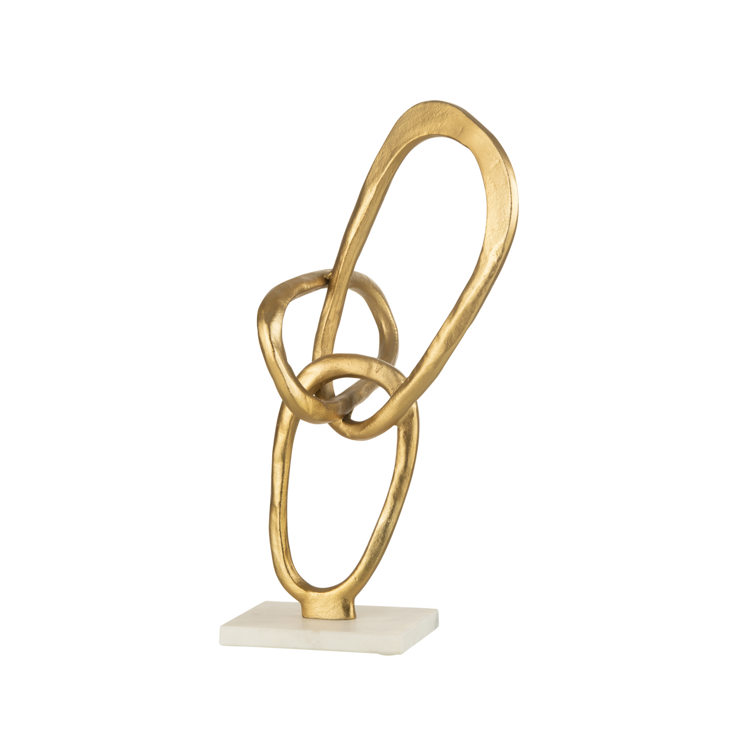 Escultura Anéis dourado e mármore branco
