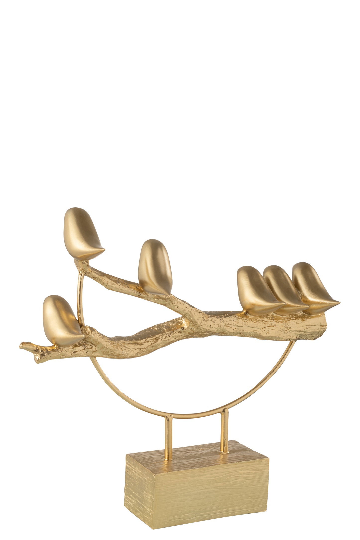 Escultura Decorativa Pássaros no Ramo Dourado