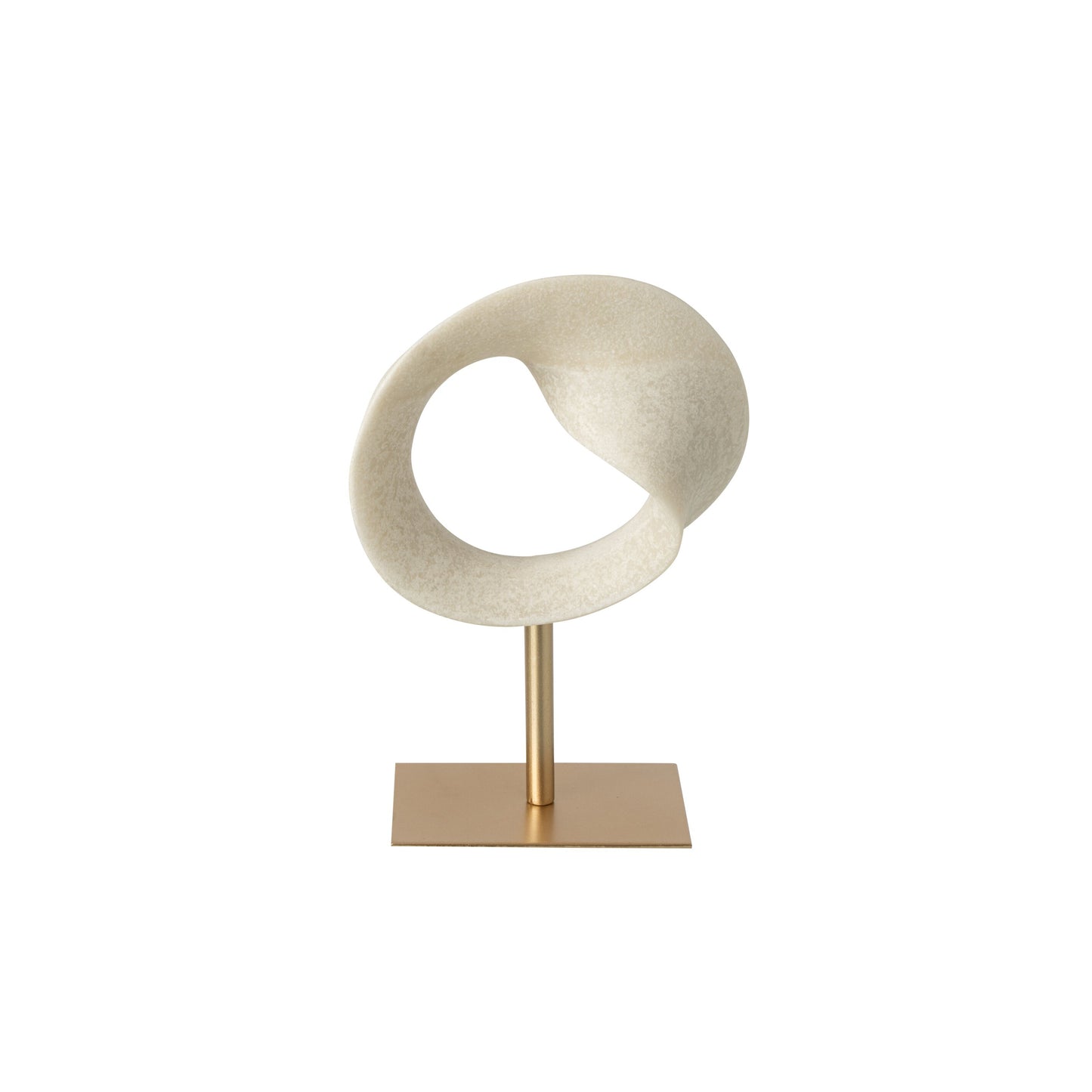 Escultura decoração abstrata em resina branco e dourado