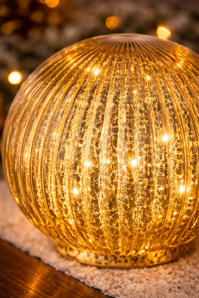 Esferas de Luz com LED em vidro metalizado de Natal
