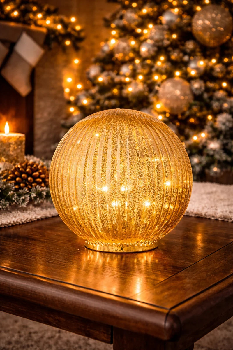 Esferas de Luz com LED em vidro metalizado de Natal