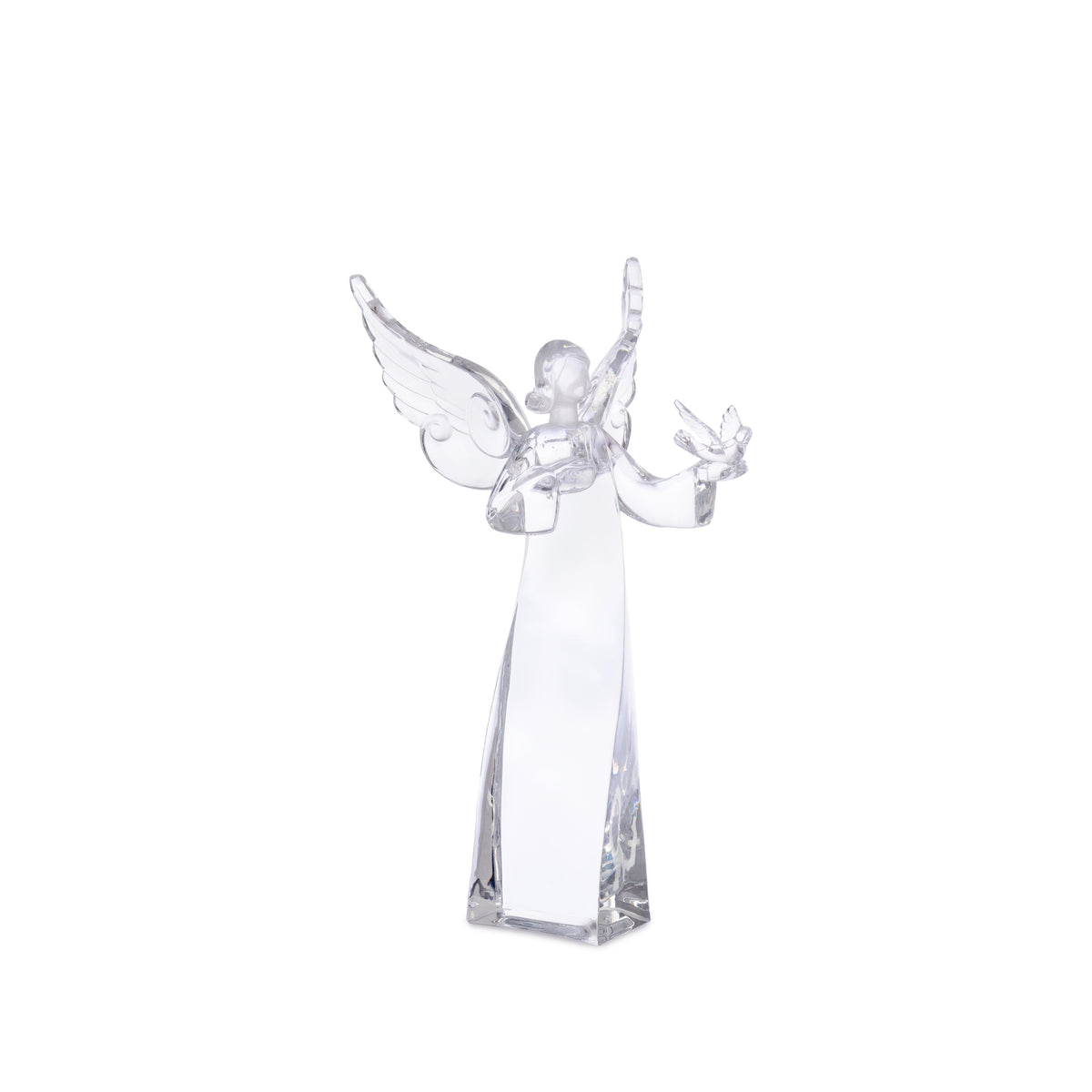 Figura Anjo Silky com Passarinho em Acrílico 20cm