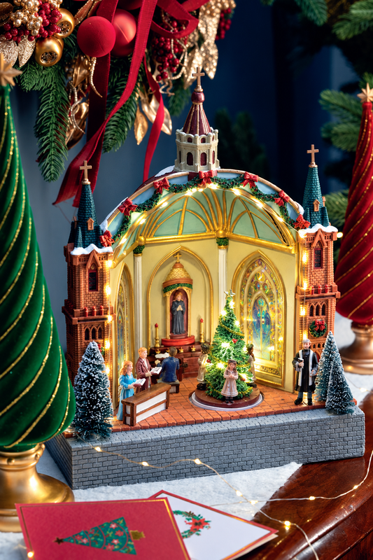 Igreja de Natal com Luzes, Música e Movimento 37,5 cm