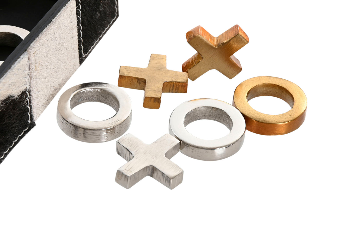 Jogo do Galo com caixa de pele castanho