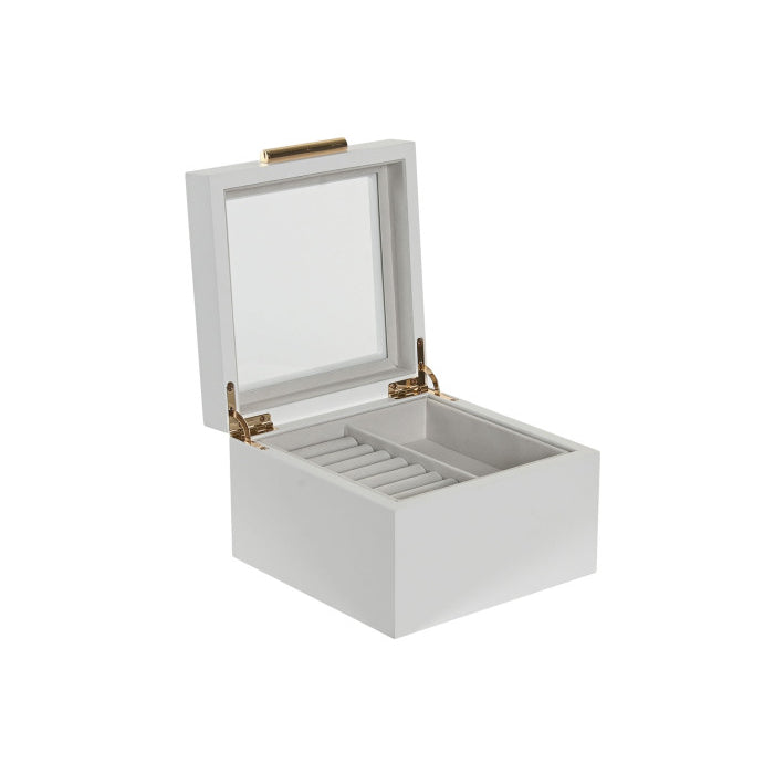Caixa de jóias Elegance branco e vidro 15cm