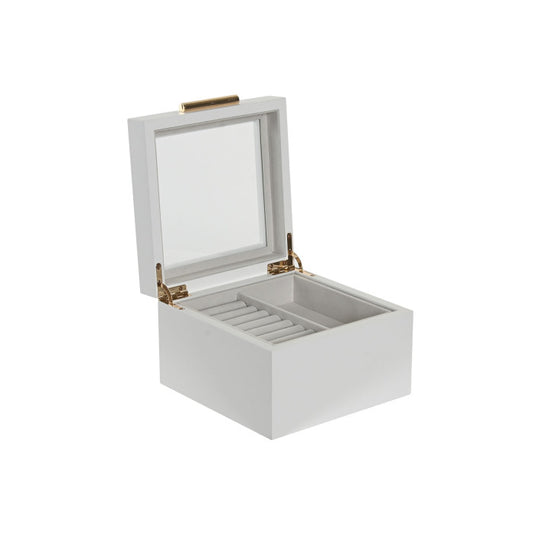 Caixa de jóias Elegance branco e vidro 15cm