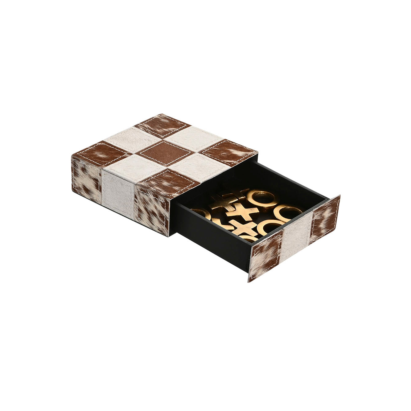 Jogo do Galo com caixa de pele castanho