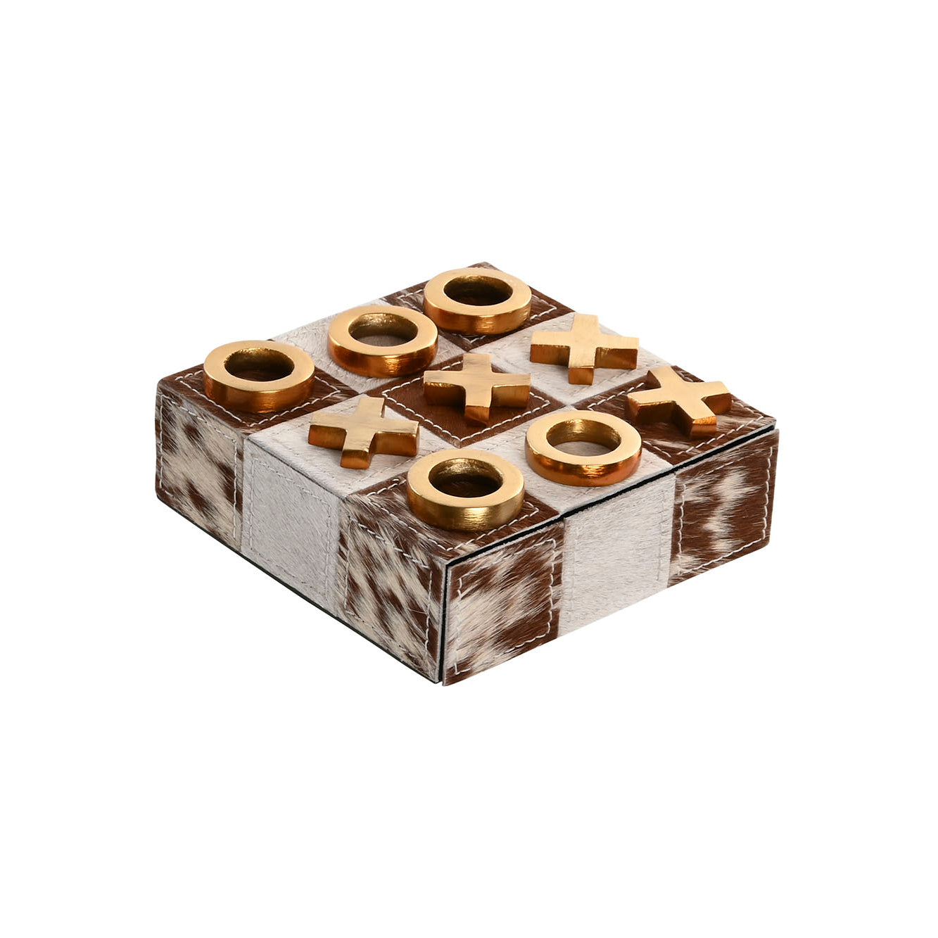 Jogo do Galo com caixa de pele castanho