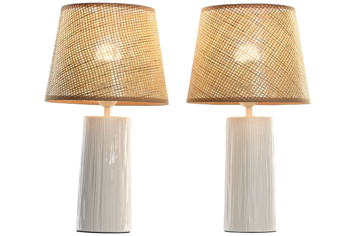 Candeeiro de mesa Fiber branco e bege